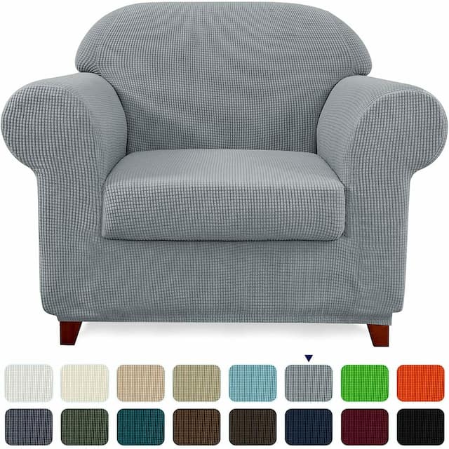 Subrtex Stretch Armchair Slipcover 2 Piece Spandex Furniture Protector - Light Gray