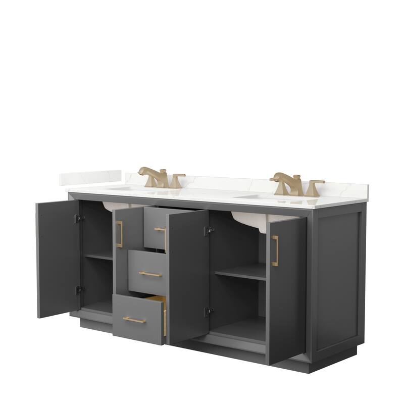 Strada 72-inch Double Vanity, Quartz Top