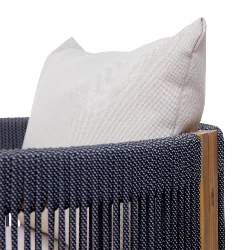 Christopher Knight Home- Alex Patio Acacia Wood Dining Chairs With Rope Armrests (Set of 2)