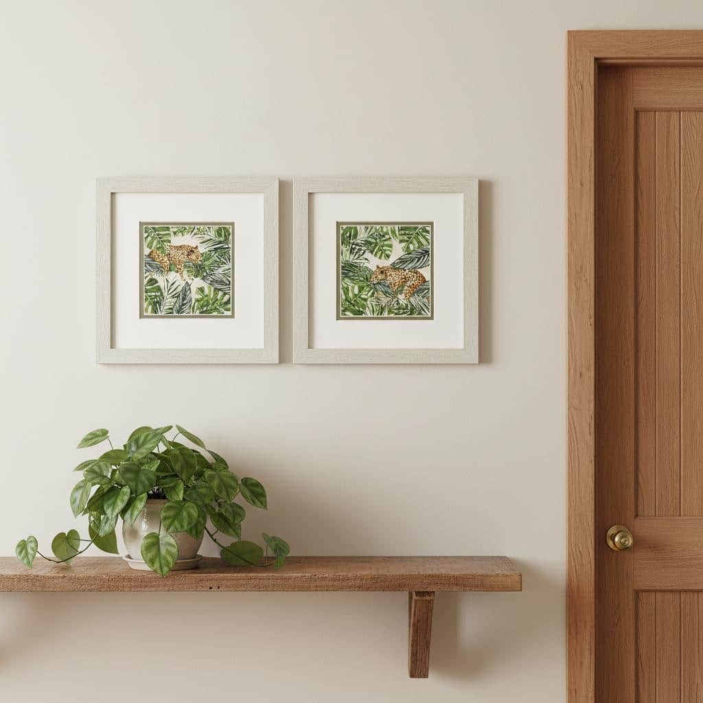HomeRoots Set Of Two Jungle Hangout Distressed White Framed Wall Art