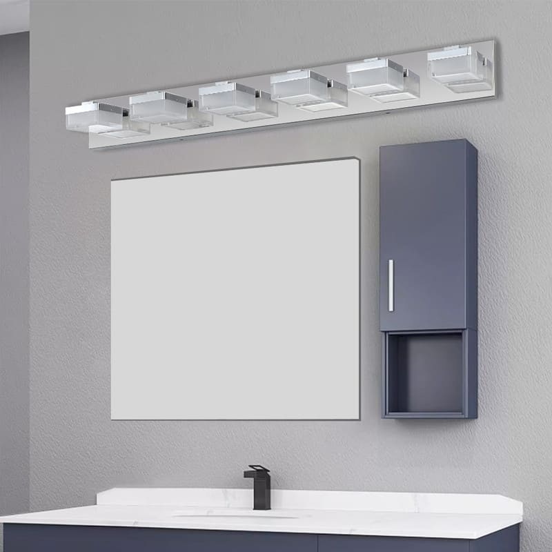 Contemporary 6-Light Chrome LED Vanity Lighting - Mirror Fixture for Bathroom & Dressing Areas‌