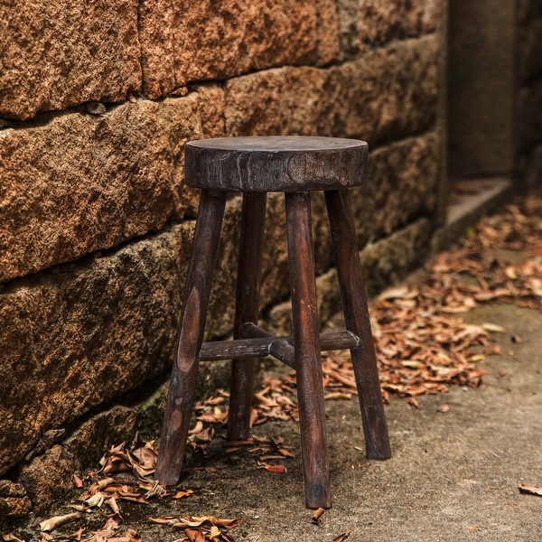 Antique Round Wooden Chair Log Cabin Stools Set of 2 On Sale