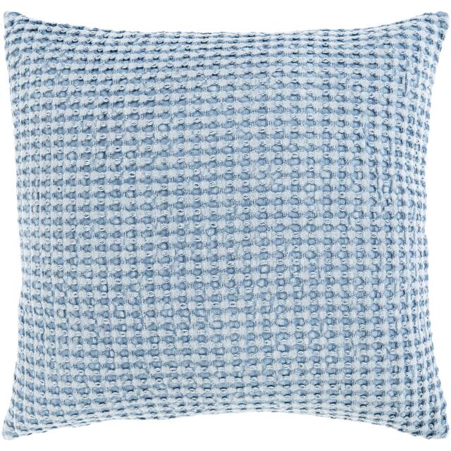 Whitley Faded Waffle Weave Cotton Throw Pillow - 20"x20" with Poly Insert - Denim
