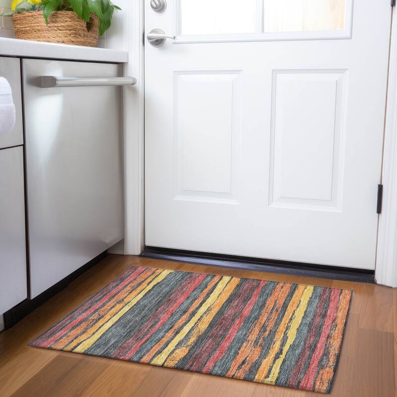 Premium Washable Super Soft Stripe Mayfield Rug - Granite - 1'8" x 2'6"