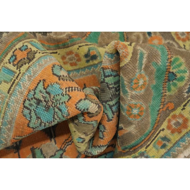 Hand Knotted Oriental 100% Wool Carpet Traditional Floral Oranges & Rust Tabriz Area Rug - 11' 6'' X 9' 5''