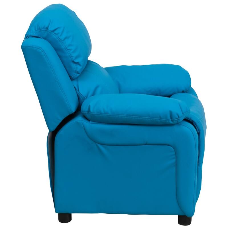 Deluxe Padded Contemporary Kids Recliner with Storage Arms