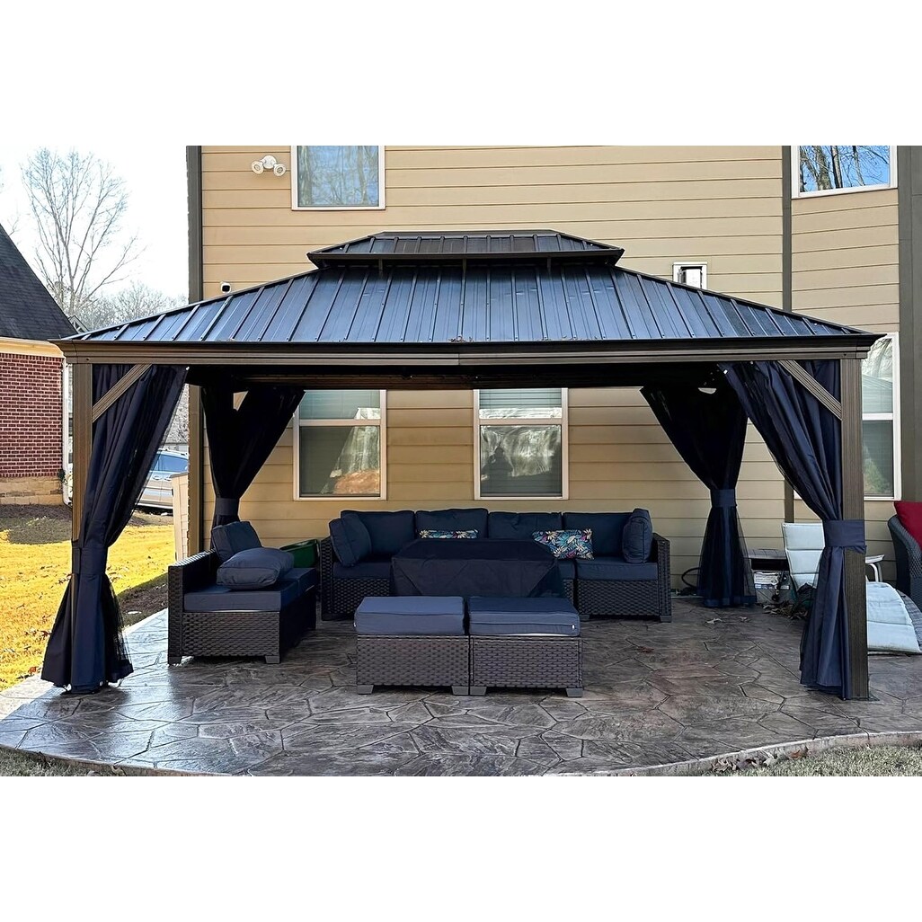 PURPLE LEAF Outdoor Hardtop Gazebo For Patio Bronze Aluminum Frame