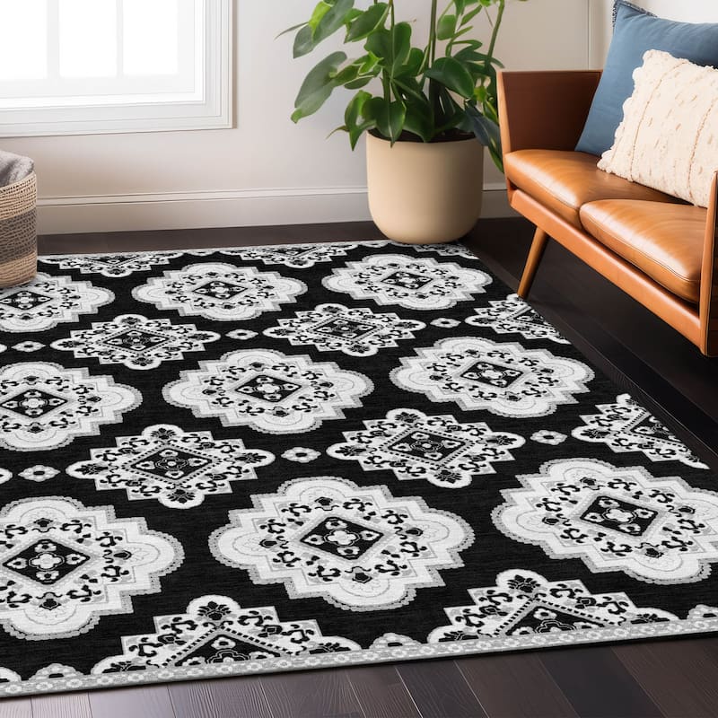 Machine Washable Indoor/ Outdoor Chantille Moroccan Boho Rug