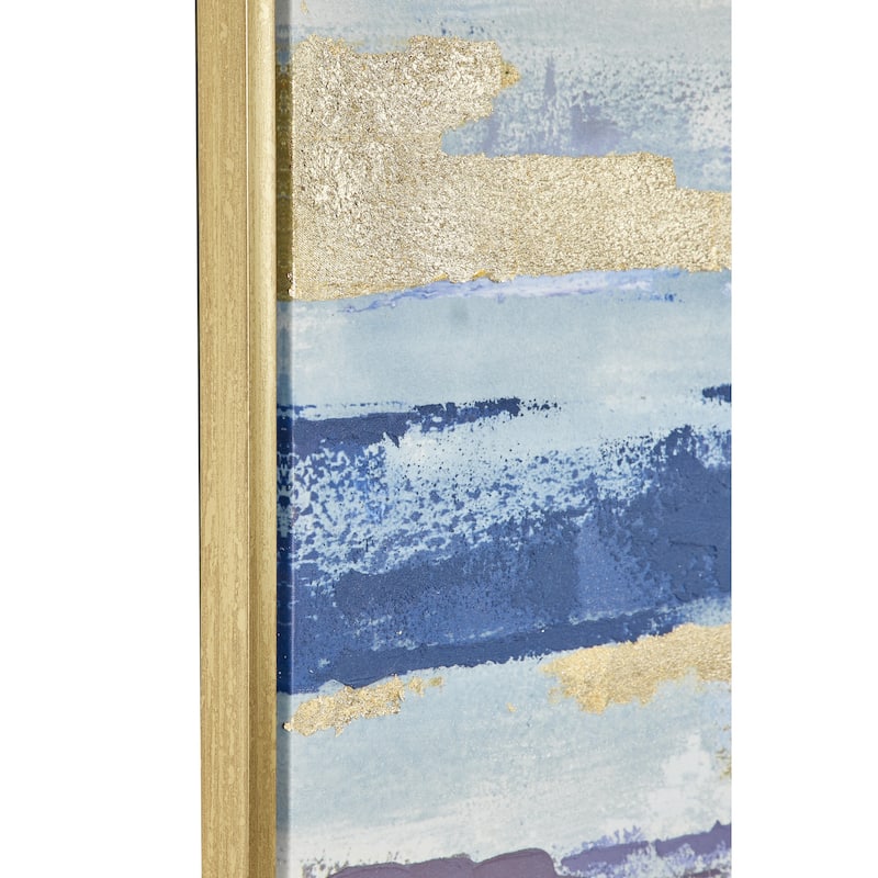 Canvas Landscape Textured Ocean Framed Wall Art with Black and White Accents - Silver - Roche River Decor