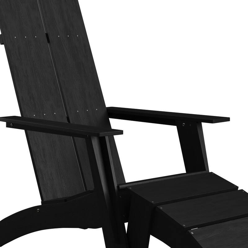 Modern All-Weather Dual Slat Adirondack Style Chair with Footrest