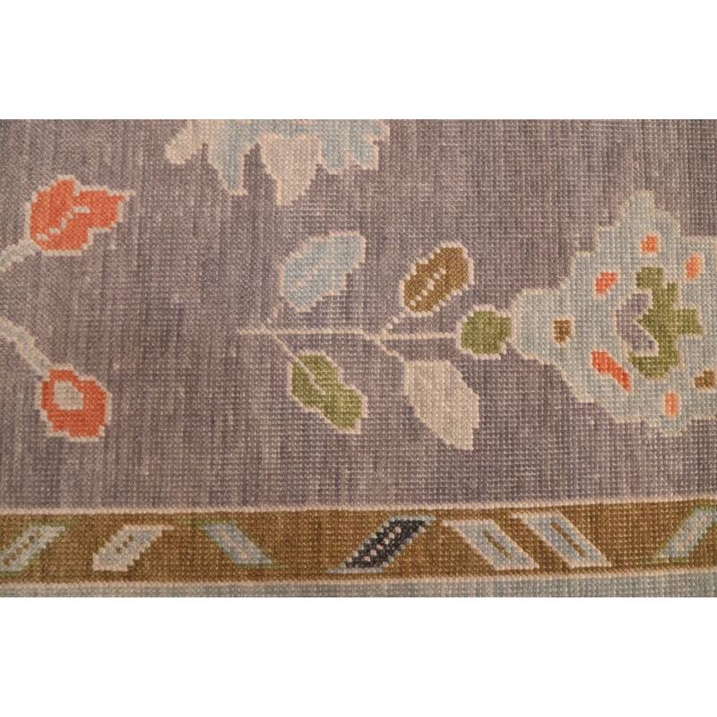 ECARPETGALLERY Hand-knotted Modern Oushak Dark Grey Wool Rug - 8'0 x 9'11