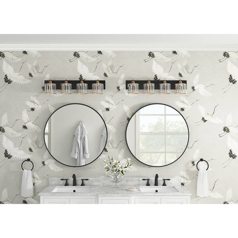 Modern Black and Gold 4-Light Exquisite Textured Vanity Lamp