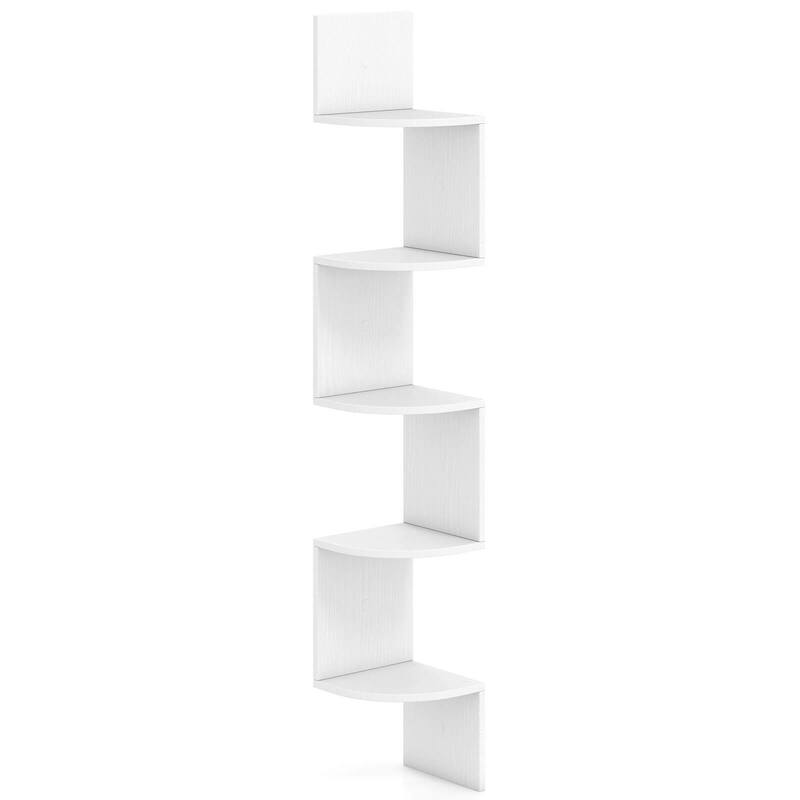 1/2PCS Corner Shelf Wall Mounted Wooden Display Stand Rack - White - 1PCS