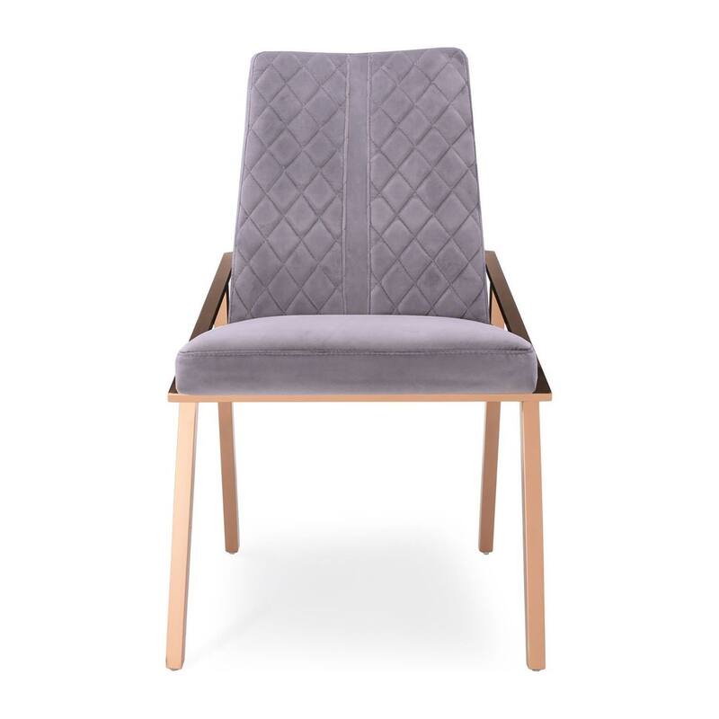 Nolan Rose Gold Stainless Steel Dining Chair, Set of 2 - Gray