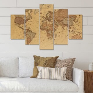 Designart "Ancient Map of The World III" Vintage Canvas Wall Art Print ...