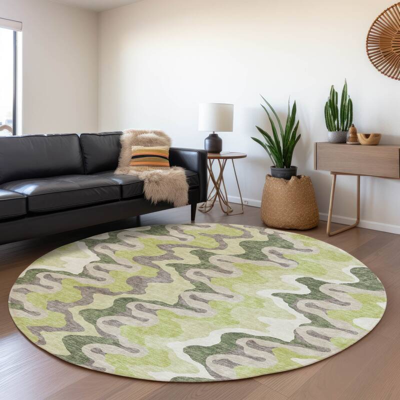 Machine Washable Indoor/ Outdoor Chantille Abstract Ripples Rug