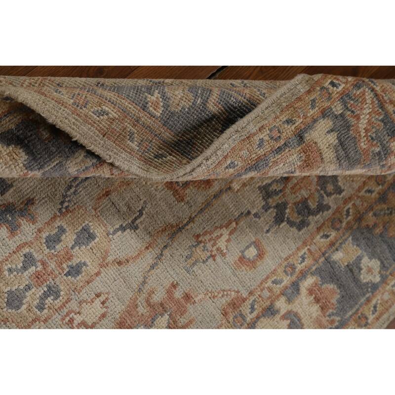 Vegetable Dye Oushak Turkish Runner Rug Handmade Wool Carpet - 3'2" x 10'0"