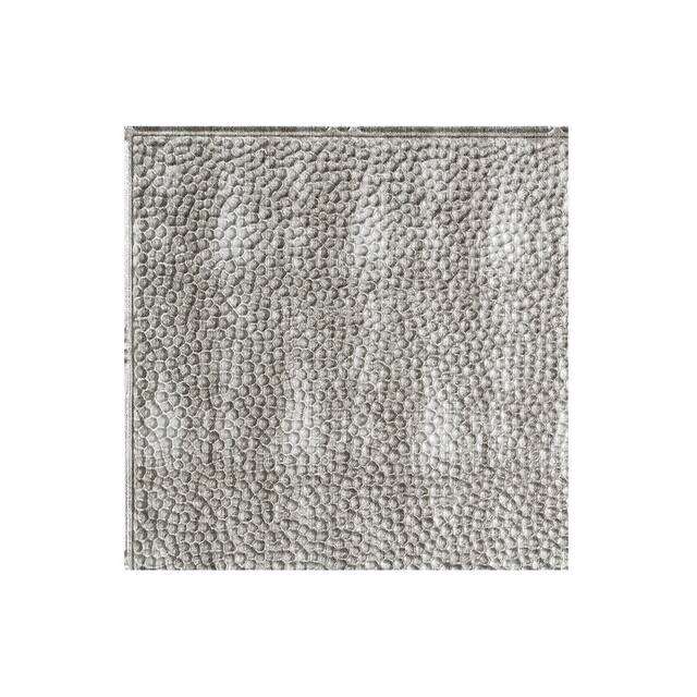 Fasade Border Fill Decorative Vinyl 2ft x 4ft Glue Up Ceiling Tile in Crosshatch Silver (5 Pack) - 12x12 Inch Sample