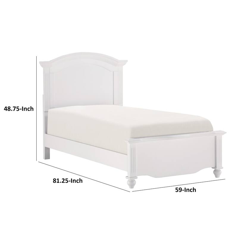 Eso Full Size Bed with Tall Headboard, White Birch Veneer, Solid Wood