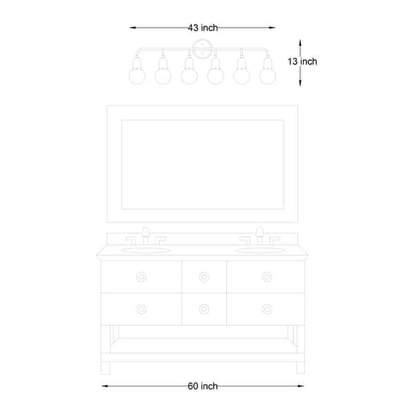 dimension image slide 0 of 2, Modern Glam 6-light Bathroom Vanity Light with Crystal Shade - 44 inches