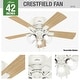 preview thumbnail 6 of 15, Hunter 42" Crestfield Low Profile Ceiling Fan with 3-Light LED Light Kit and Pull Chain - Casual, Farmhouse, Rustic