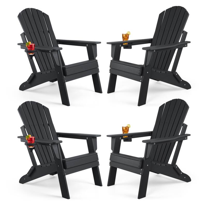 Vrakae Folding Adirondack Chair with Cup Holder Set of 4