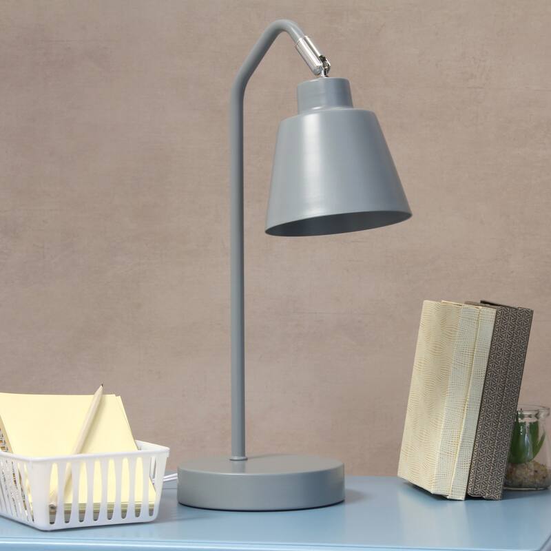 Angled Arm Desk Lamp with Adjustable Cone Shade - 16" - Gray