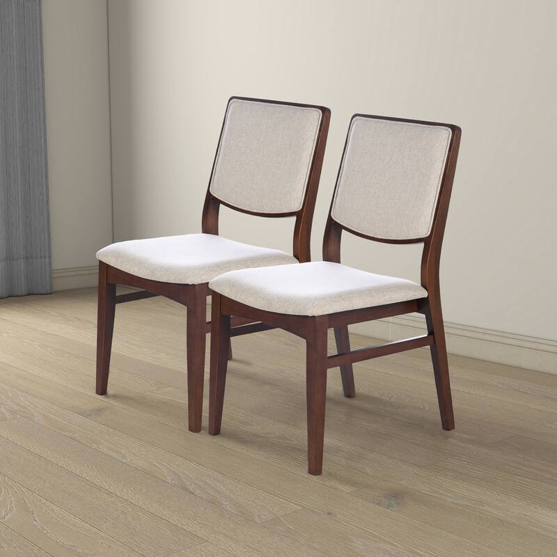 GDFStudio - Skylar Modern Upholstered Dining Chair with Linen Blend Seat & Solid Wood Frame, Set of 2 - 22.4" - Beige,Brown