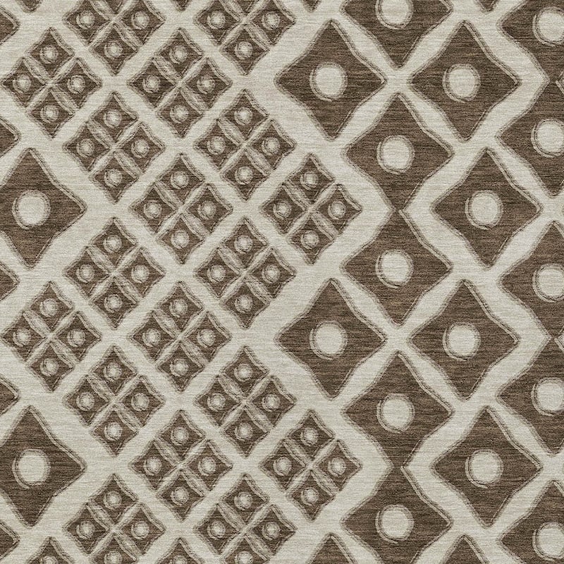 Brown And Beige Geometric Washable Indoor Outdoor Area Rug - 3' x 5'