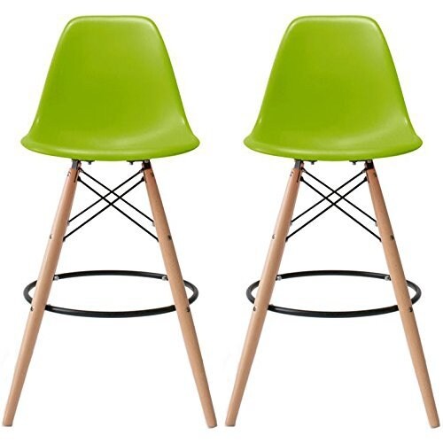 28 inch Plastic Chair DSW Green Counter Bar Stool Set of 2