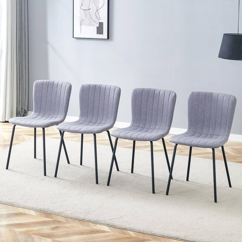 Set of 4 Minimalist Dining Chairs – Premium Black Metal Leg Design for Modern Interiors, Versatile Style Adaptability