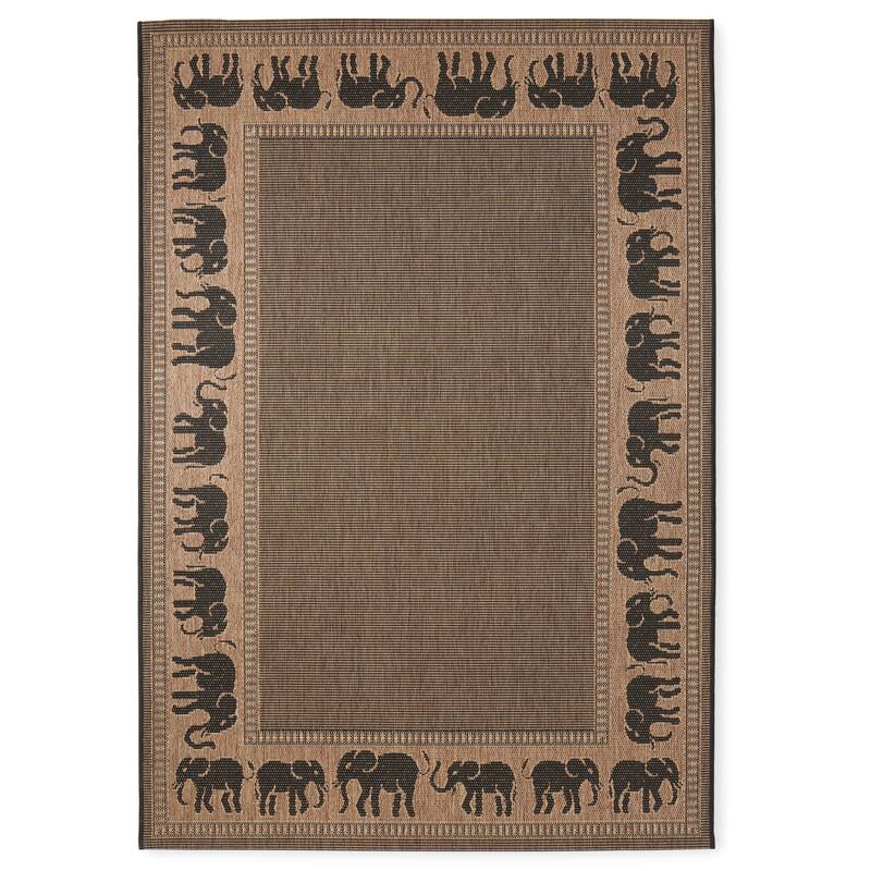 Dream Decor Rugs Pergola Global Cocoa Brown Black Outdoor Area Rug - 2' x 3'7"
