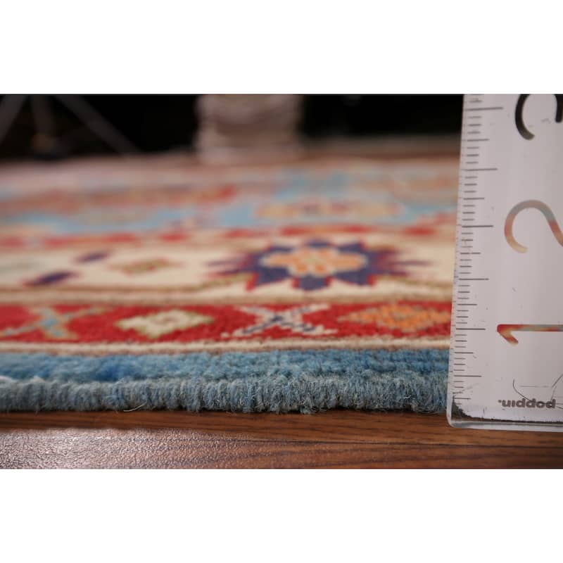 Blue Kazak Oriental Area Rug Handmade Traditional Wool Carpet - 4'0" x 6'4"