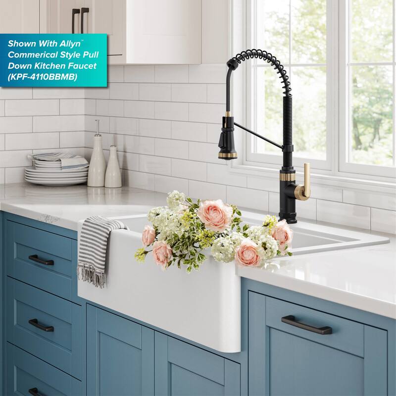 Kraus KGTF1-33 Bellucci 33" White Farmhouse Single Basin Quartz