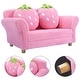 preview thumbnail 1 of 9, Costway Kids Sofa Strawberry Armrest Chair Lounge Couch w/2 Pillow Pink