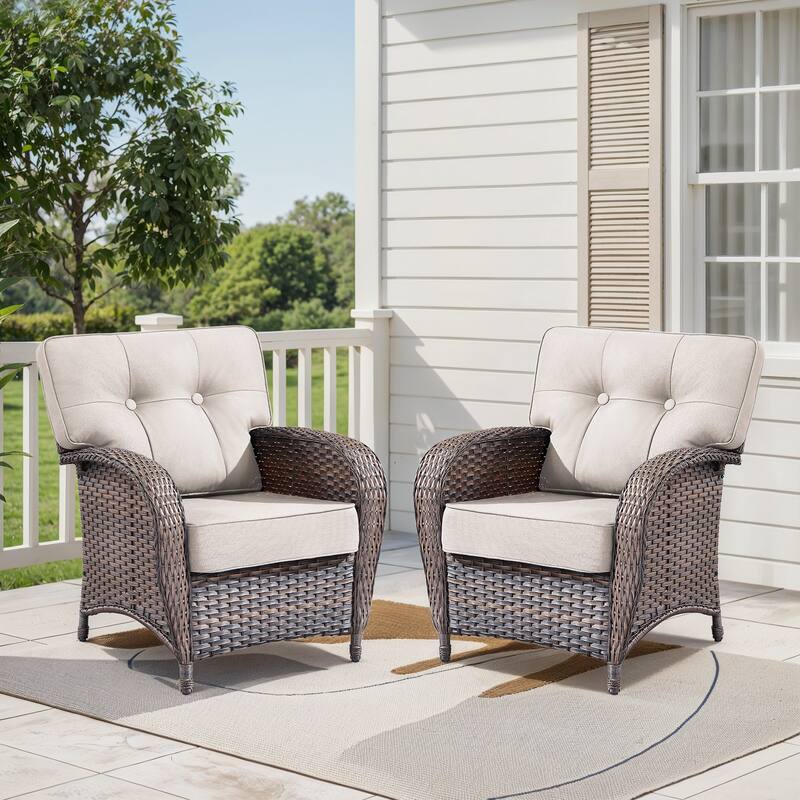 Gymojoy 6-Piece Outdoor Wicker Patio Furniture Set, 5" Thick Cushioned Rattan Conversation Set