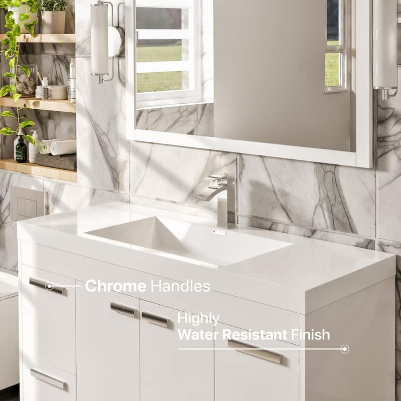 Eviva Lugano 42"W White Modern Bathroom Vanity with WH Acrylic Top - 42"