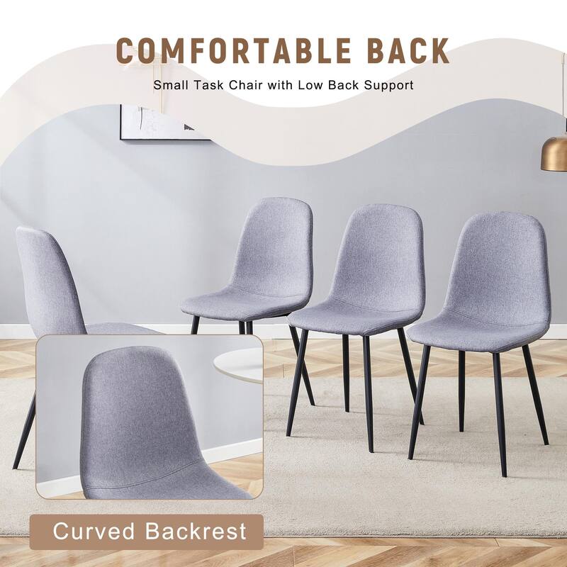 5-Piece Round Dining Table with Double Layer Storage, Wood and Black Fan Panels, Ergonomic Fabric Chairs, Anti-Slip Feet