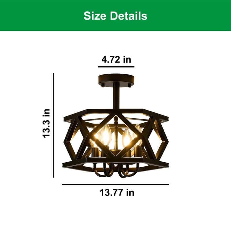 4 Light light bulb black ceiling light metal kitchen ceiling light - N/A