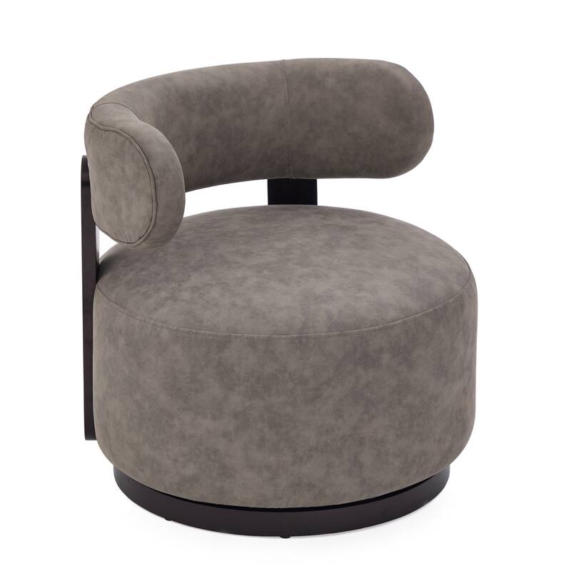 Christopher Knight Home -Modern PU Upholstered Swivel Club Chair with Wooden Base