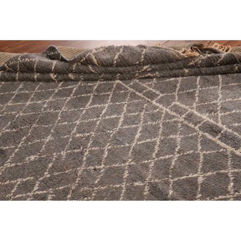 Trellis / Moroccan Area Rug Hand-Knotted Oriental Wool Carpet - 7'9" x 11'0"