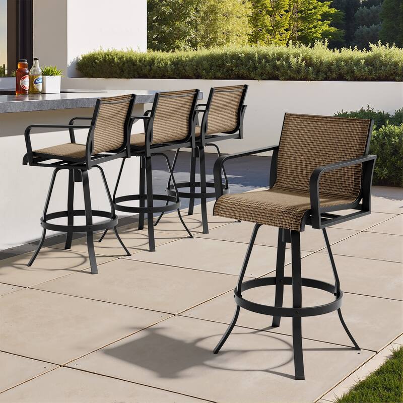 Outdoor Indoor Patio Aluminum Premium Sunbrella Fabric Swivel Barstools
