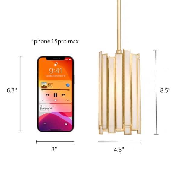 dimension image slide 2 of 3, Tifany Modern Gold 1-Light Mini Pendant Light for Kitchen Island Dining Room - 4.3'' D x 8.5'' H