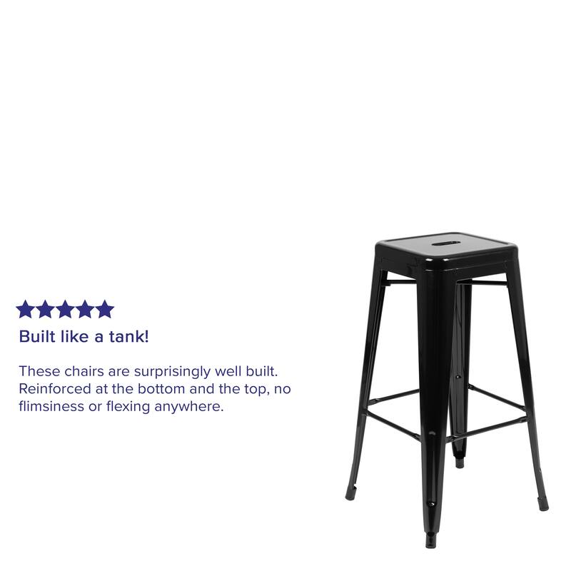 Metal 30-inch High Indoor Stackable Bar Stool (Set of 4)