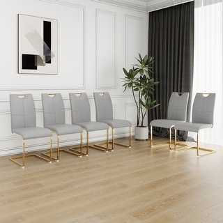Modern Dining Chairs with Faux Leather Padded Seat Dining Living Room ...
