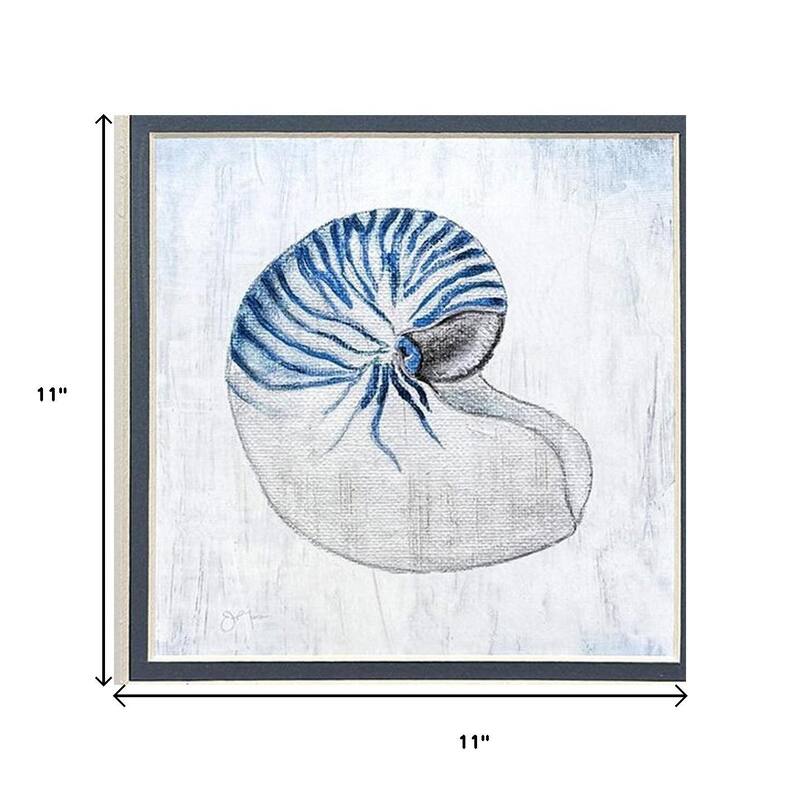 HomeRoots Set Of Two Azure Shell White Framed Wall Art