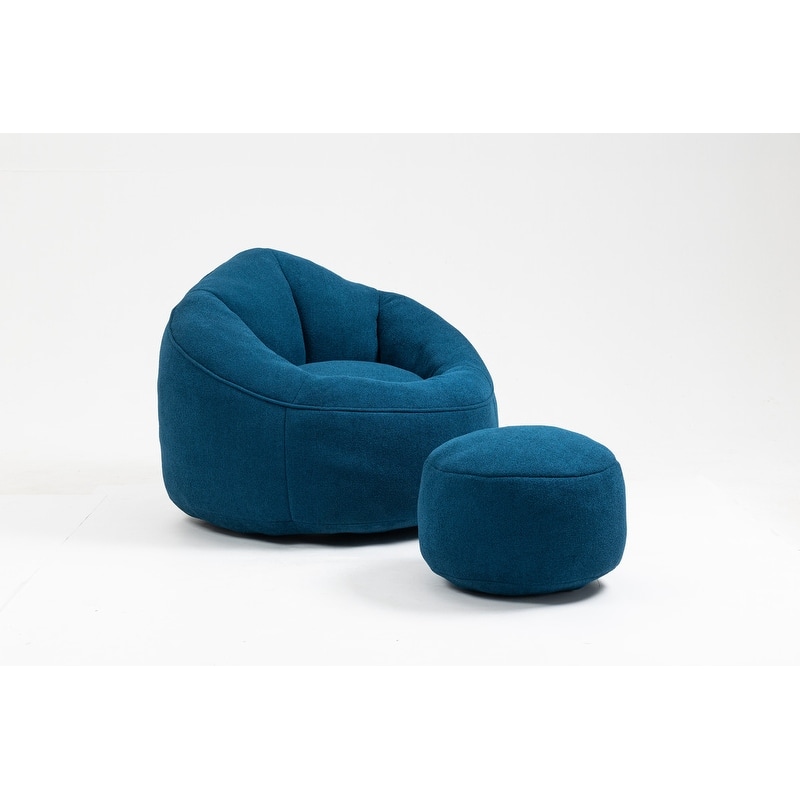 Bean Bag Chair w/Foot Stool in Multiple Colors, Giant Foam-Filled Furniture-Maximum Comfort Bean Bag