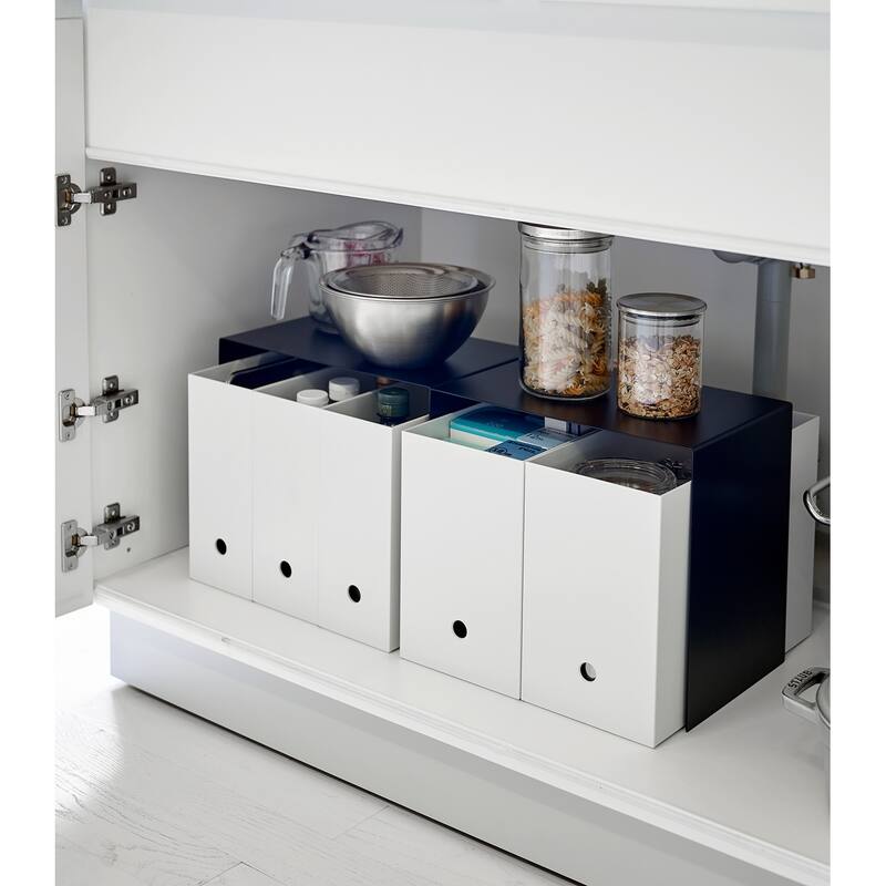 Yamazaki Home Riser (Set of 2), Steel, Supports 4 pounds, No Assembly - L 7.87 x W 12.2 x H 11.02 inches