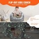 preview thumbnail 3 of 7, Grey Fleece Glow Foldable Kids Sofa Chair with 25D Foam and Blanket - 24.01“L x 16.93” W x 15.75” H