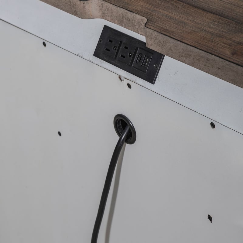 River Place Riverstone White & Tobacco Nightstand with Charging Station